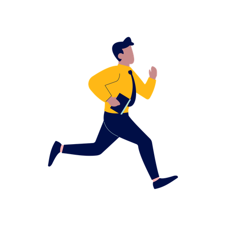 Employee Businessman Man Running Fast Go to Work  Illustration