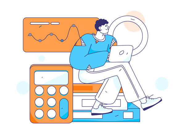 Employee calculating business expenses  Illustration