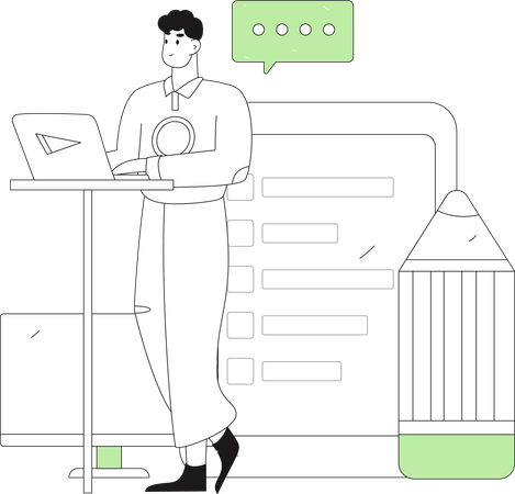 Employee carries out business planning  Illustration