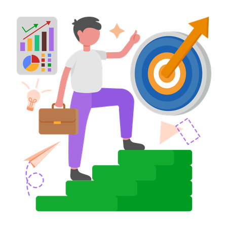Businessman doing Milestone Celebration  Illustration