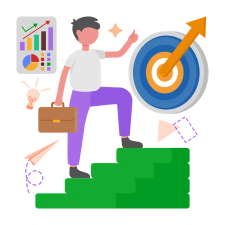 Businessman doing Milestone Celebration  Illustration