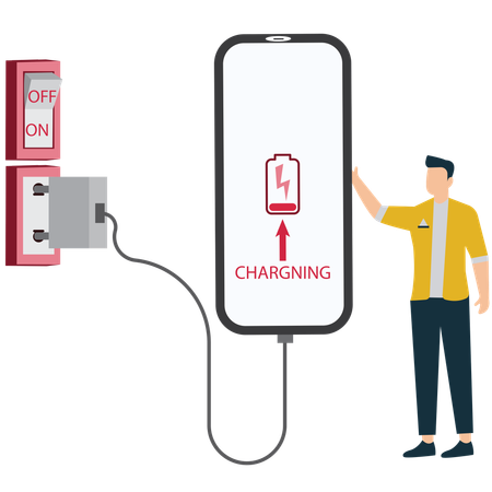 Employee Charging Energy and Motivation  Illustration