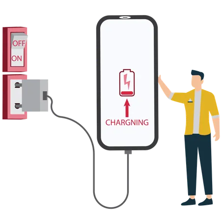 Employee Charging Energy and Motivation  Illustration