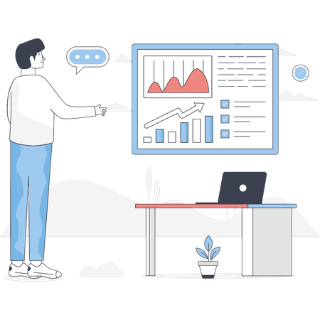 Employee checking analytic report  Illustration