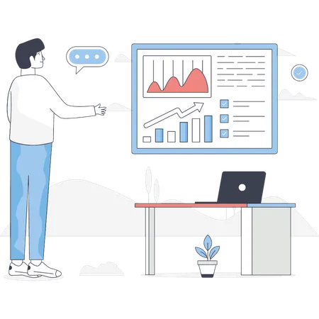 Employee checking analytic report  Illustration