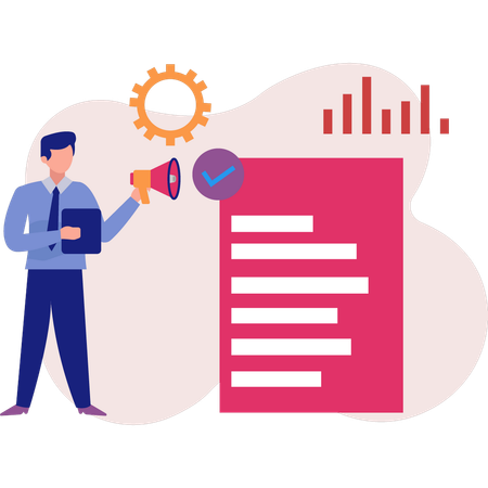 Employee checking business document  Illustration