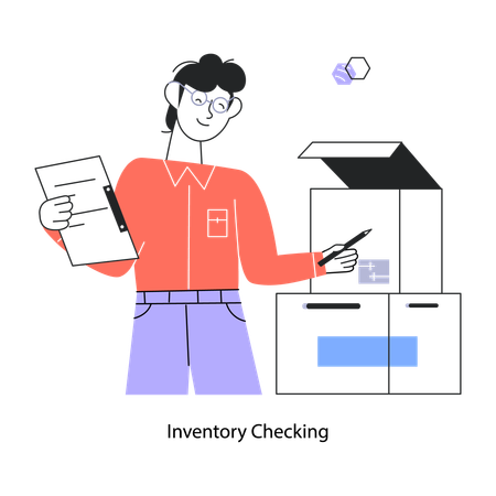 Employee Checking Inventory Boxes  Illustration