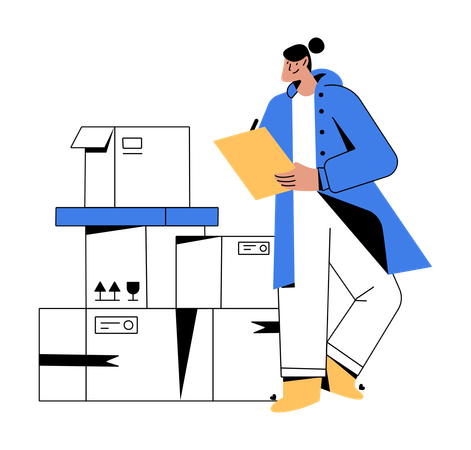 Employee checking inventory stock  Illustration