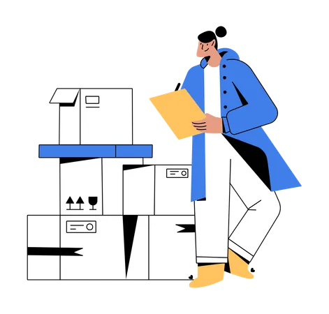 Employee checking inventory stock  Illustration