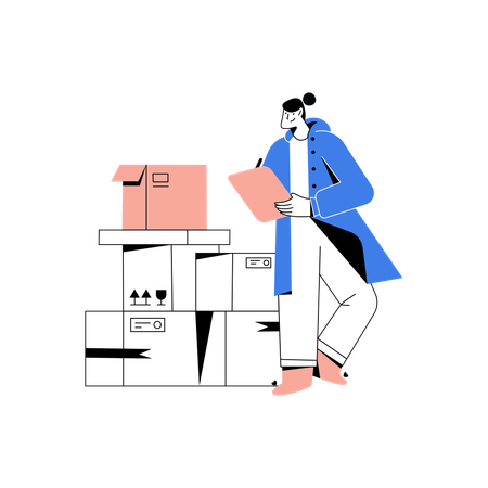 Employee checking inventory stock  Illustration