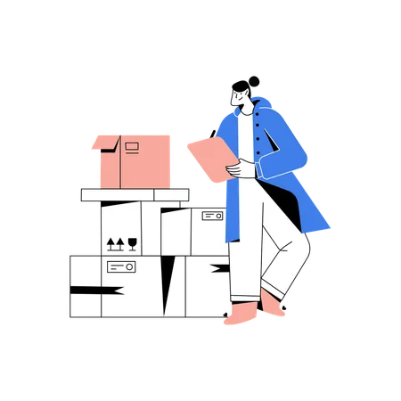 Employee checking inventory stock  Illustration