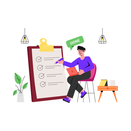 Employee Checking Tasklist  Illustration