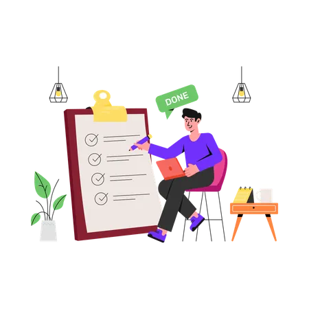 Employee Checking Tasklist  Illustration