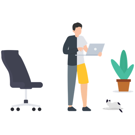 Employee choice to work remotely from home  Illustration