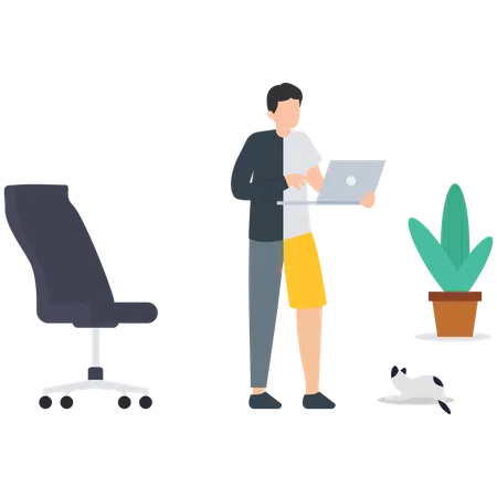 Employee choice to work remotely from home  Illustration
