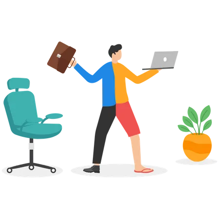 Employee choose to work remotely  Illustration