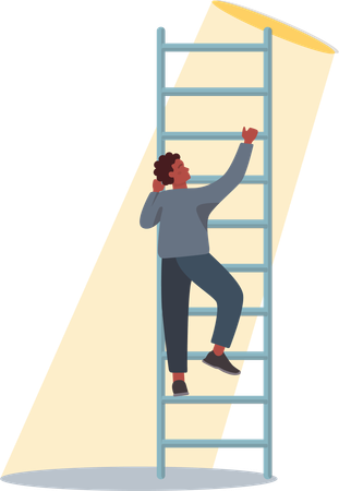 Employee climbing success ladder  Illustration