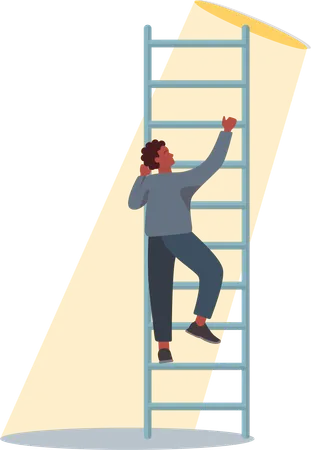 Employee climbing success ladder  Illustration