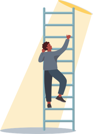 Employee climbing success ladder  일러스트레이션
