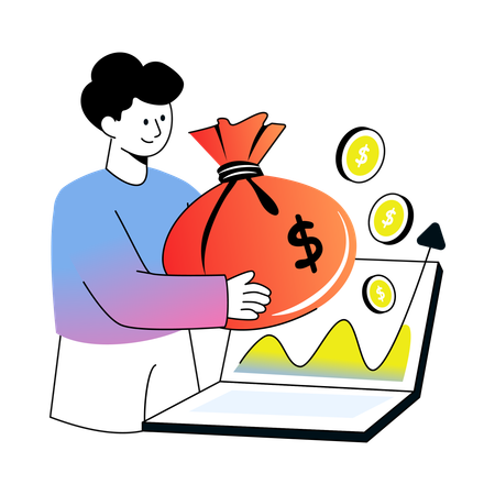 Employee Collecting online Revenue  Illustration