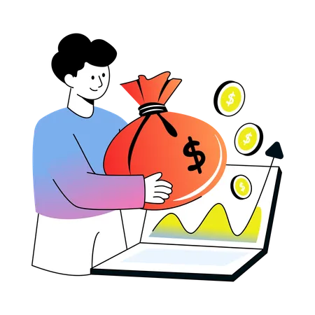 Employee Collecting online Revenue  Illustration