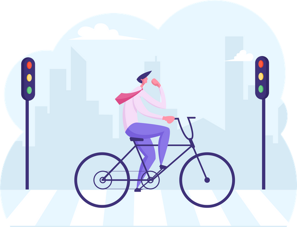 Employee commuting towards office  Illustration