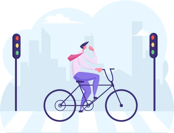 Employee commuting towards office  Illustration