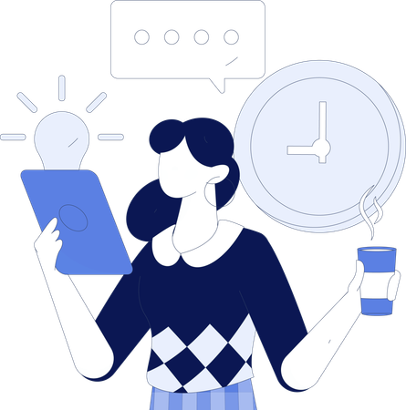 Employee completes her pending tasks  Illustration