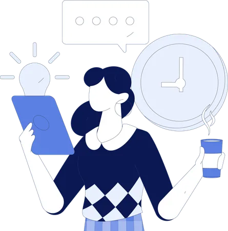 Employee completes her pending tasks  Illustration