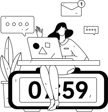 従業員はプロジェクトの期限を期限内に完了する  イラスト