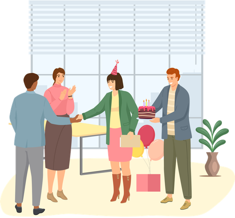 Employee congratulating other employee for her success  Illustration