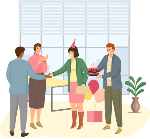 Employee congratulating other employee for her success  Illustration