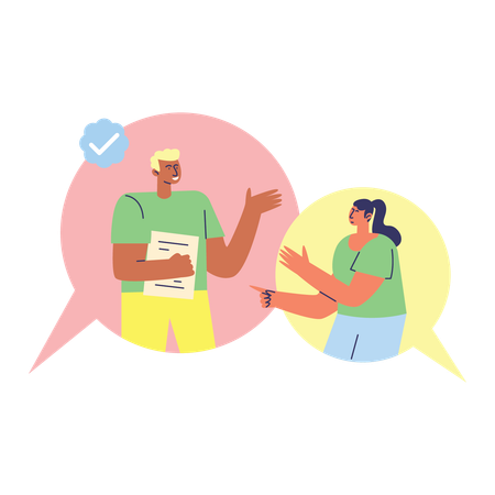 Employee conversing ideas between them  Illustration