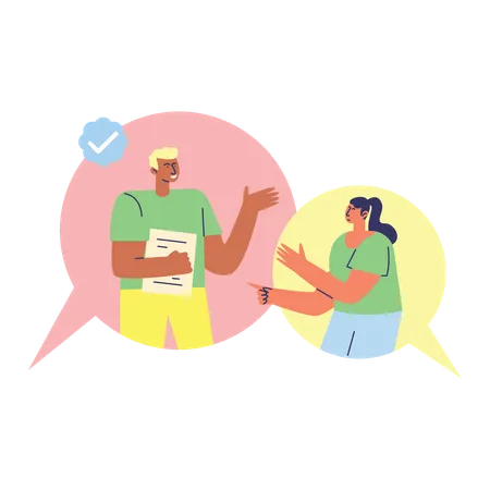 Employee conversing ideas between them  Illustration