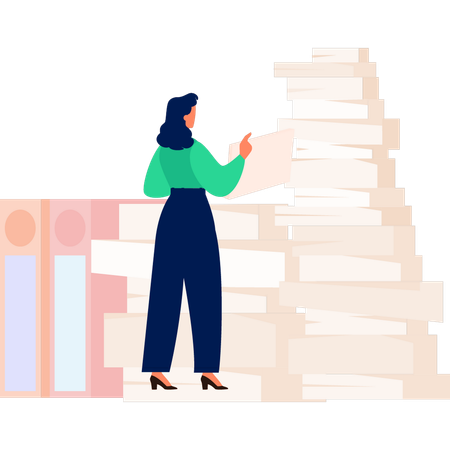 Employee counting office files  Illustration