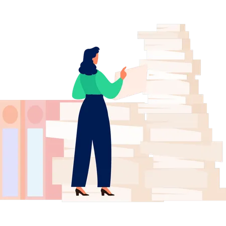 Employee counting office files  Illustration