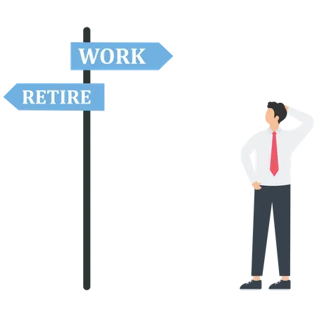 Employee decisions keep working or early retire  Illustration