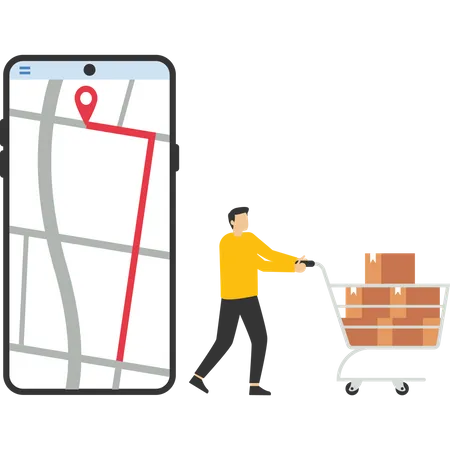 Employee Delivering Parcel Box And Smart Logistic Vector Illustration Design Concept In Flat Style Illustration