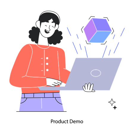 Employee Demonstrating New Product  Illustration