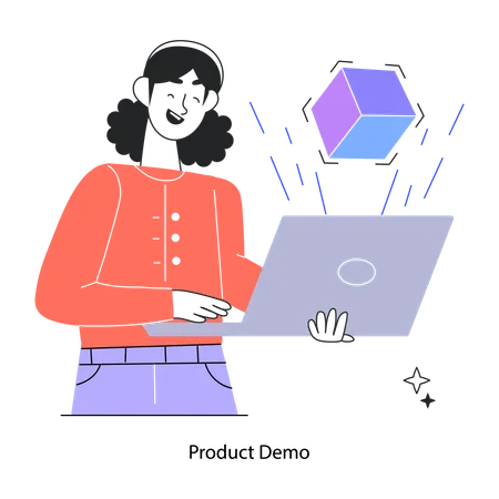 Employee Demonstrating New Product  Illustration