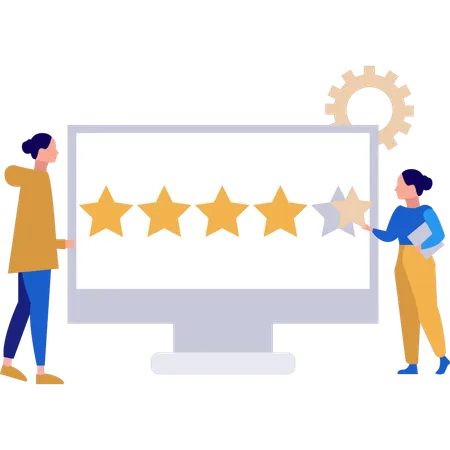 Employee discusses user rating  Illustration