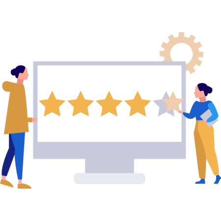 Employee discusses user rating  Illustration