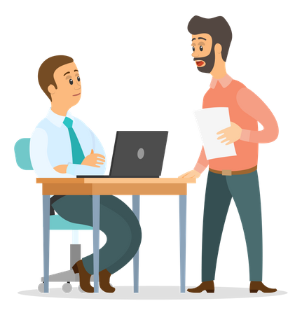 Employee discussing about business matters Illustration