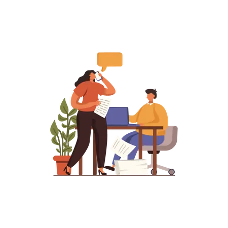 Employee discussing at office  Illustration