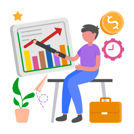 Businessman doing Cost Management  Illustration