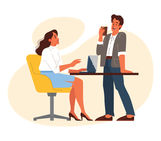 Employee discussing during coffee break  Illustration