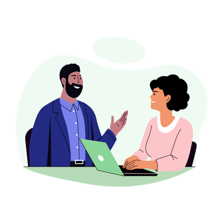 Employee Discussion in office  Illustration