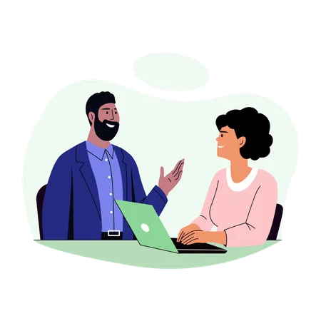 Employee Discussion in office  Illustration