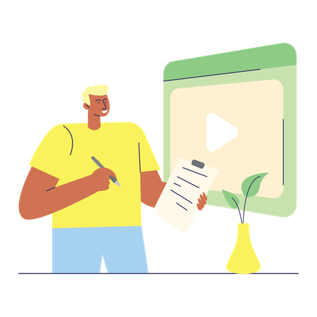 Employee displaying video content in meeting  Illustration