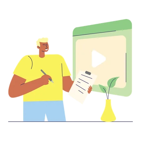 Employee displaying video content in meeting  Illustration